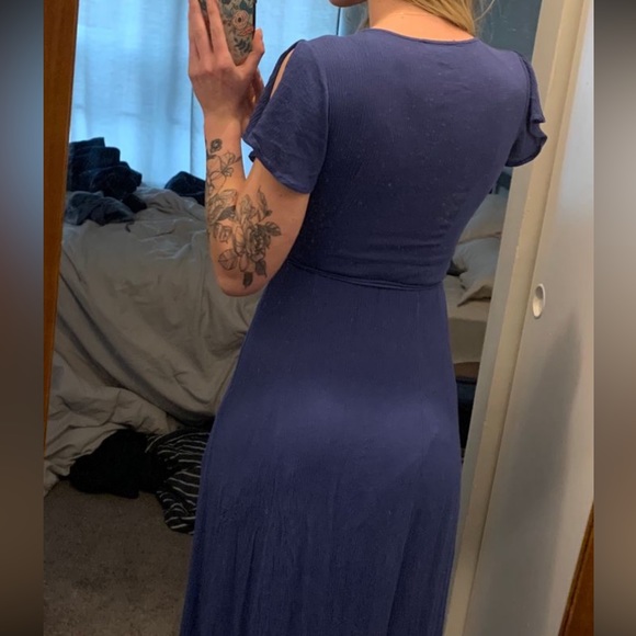 Lulu’s Denim Blue Wrap Maxi Dress - Picture 7 of 7